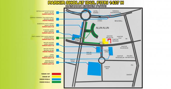 Area parkir pelaksanaan Shalat Ied di Dataran Engku Puteri